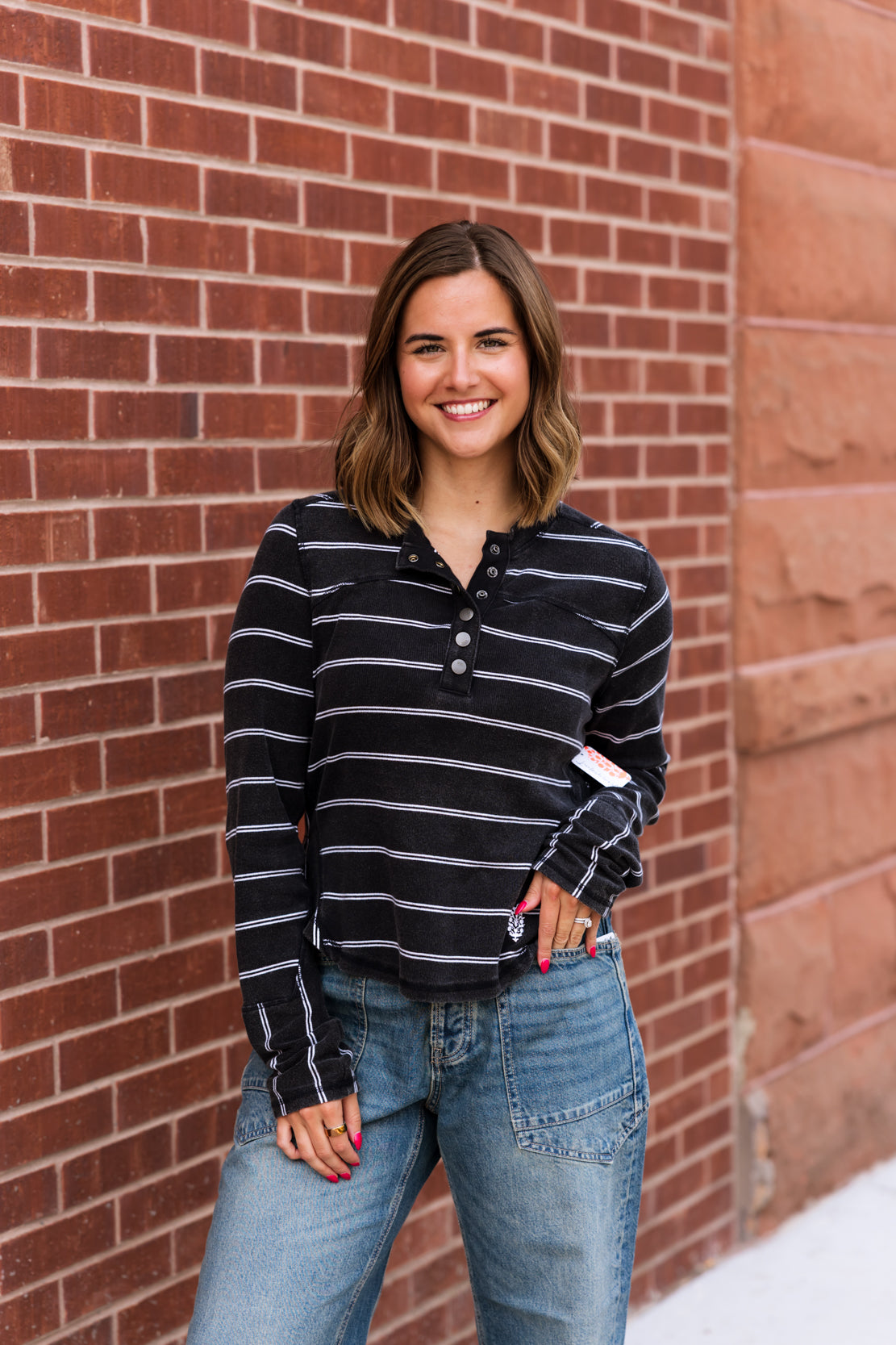 Cool Down Striped Crew | Black Combo