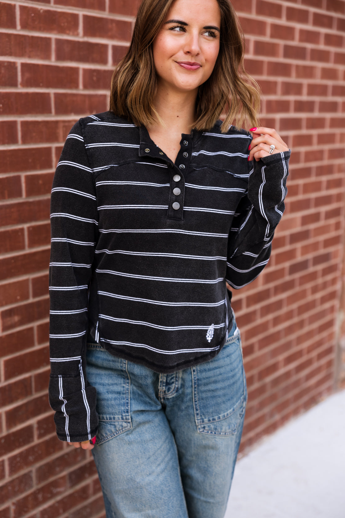 Cool Down Striped Crew | Black Combo