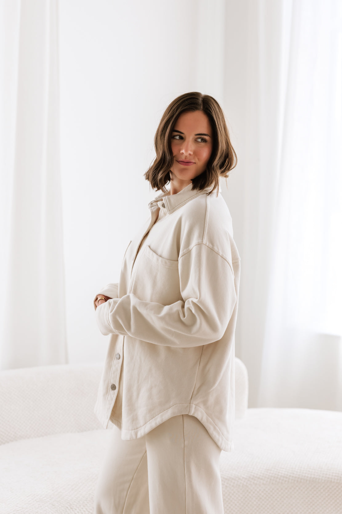 Highway Button Down Jacket | Light Beige