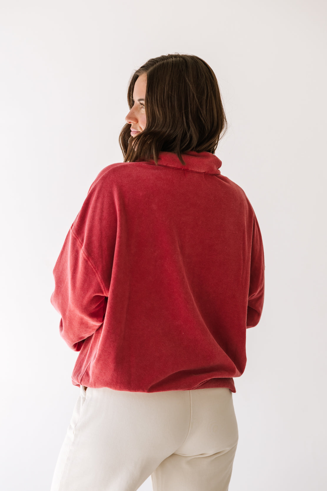 Natalie Button Up Sweatshirt | Dark Red