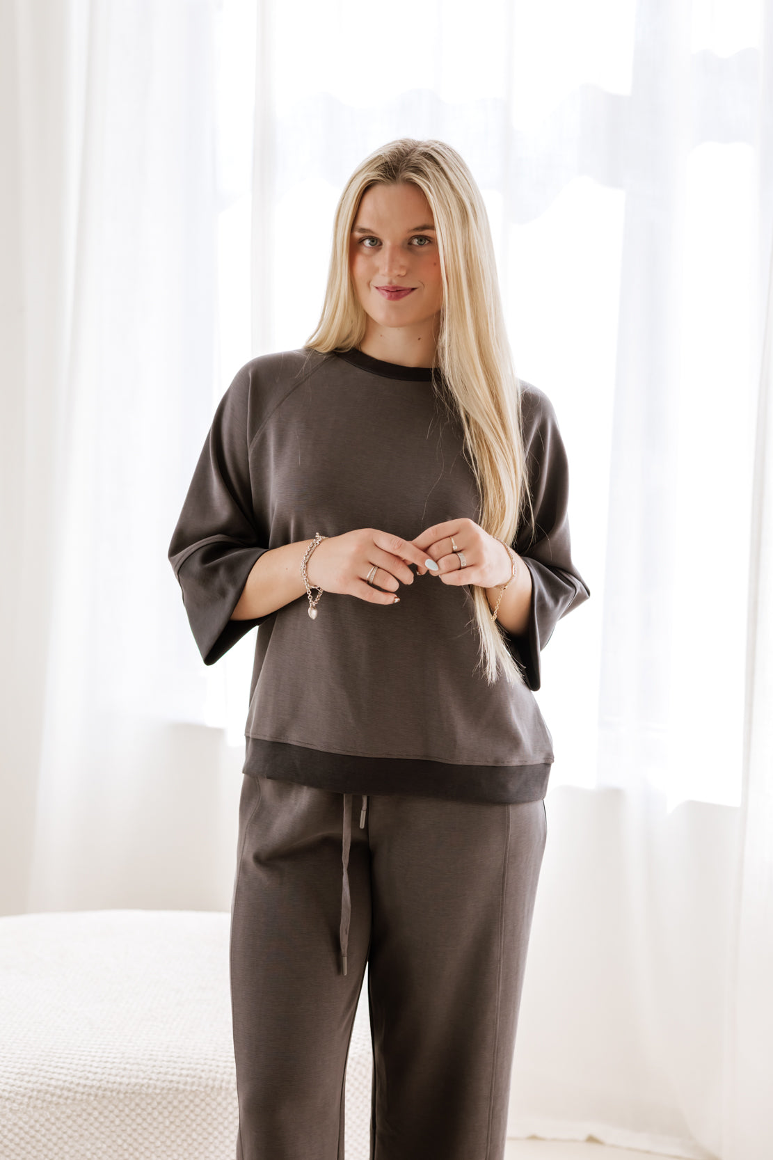 Kara Colorblock Top | Charcoal