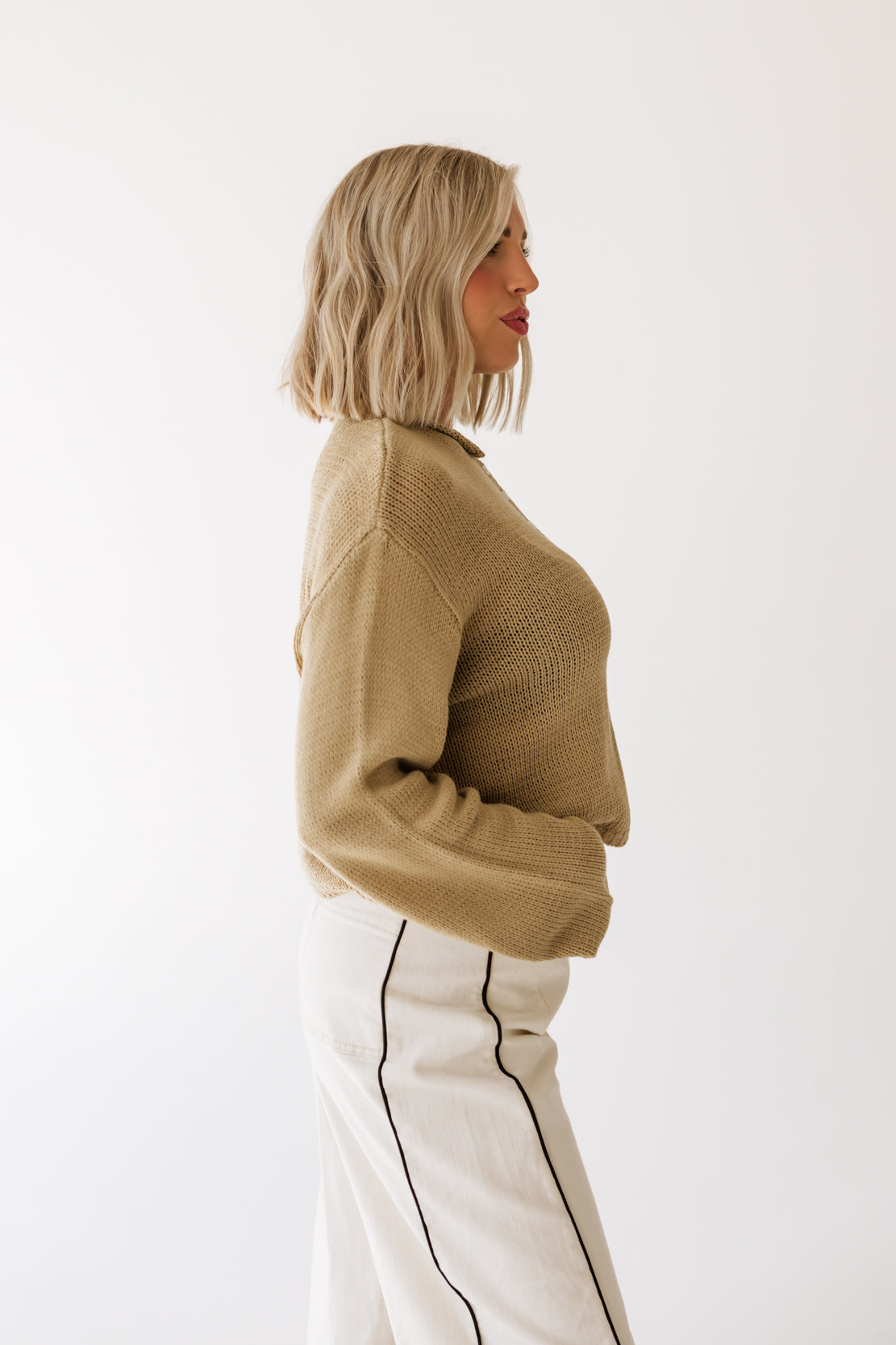 Everly Button Front Sweater | Pistachio