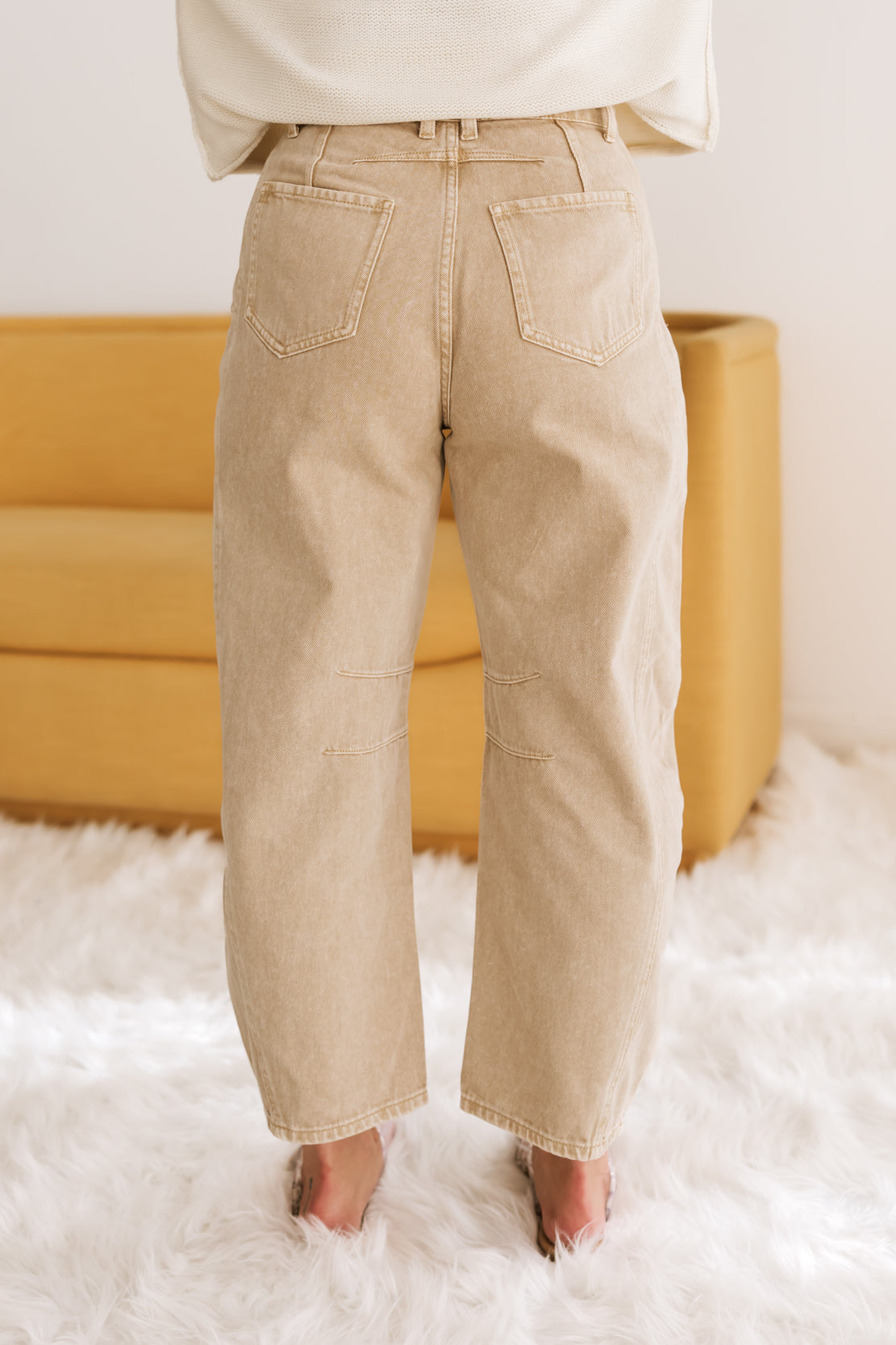 Faye Wide Leg Barrel Pants | Beige