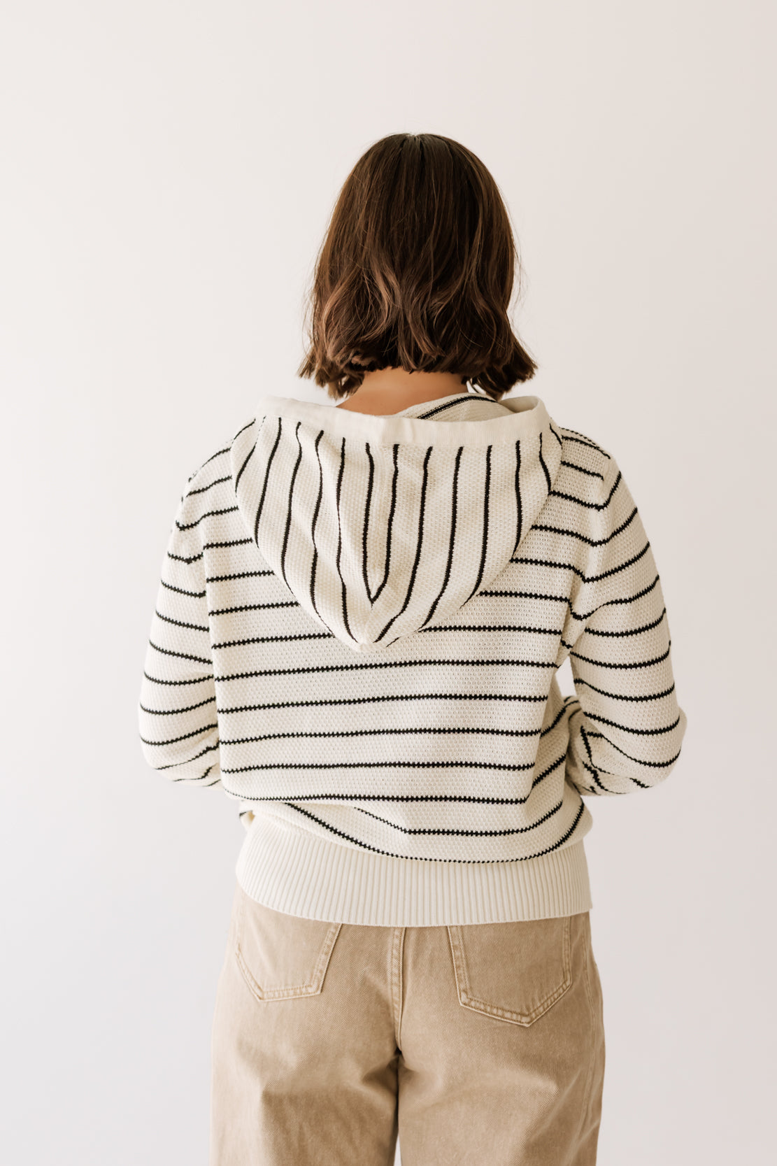 Brianne Striped Hooded Sweater | Cream