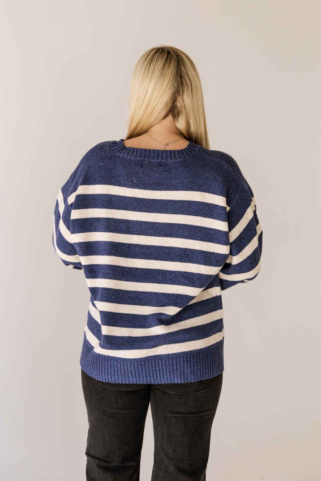 Davis Striped Sweater | Navy Natural
