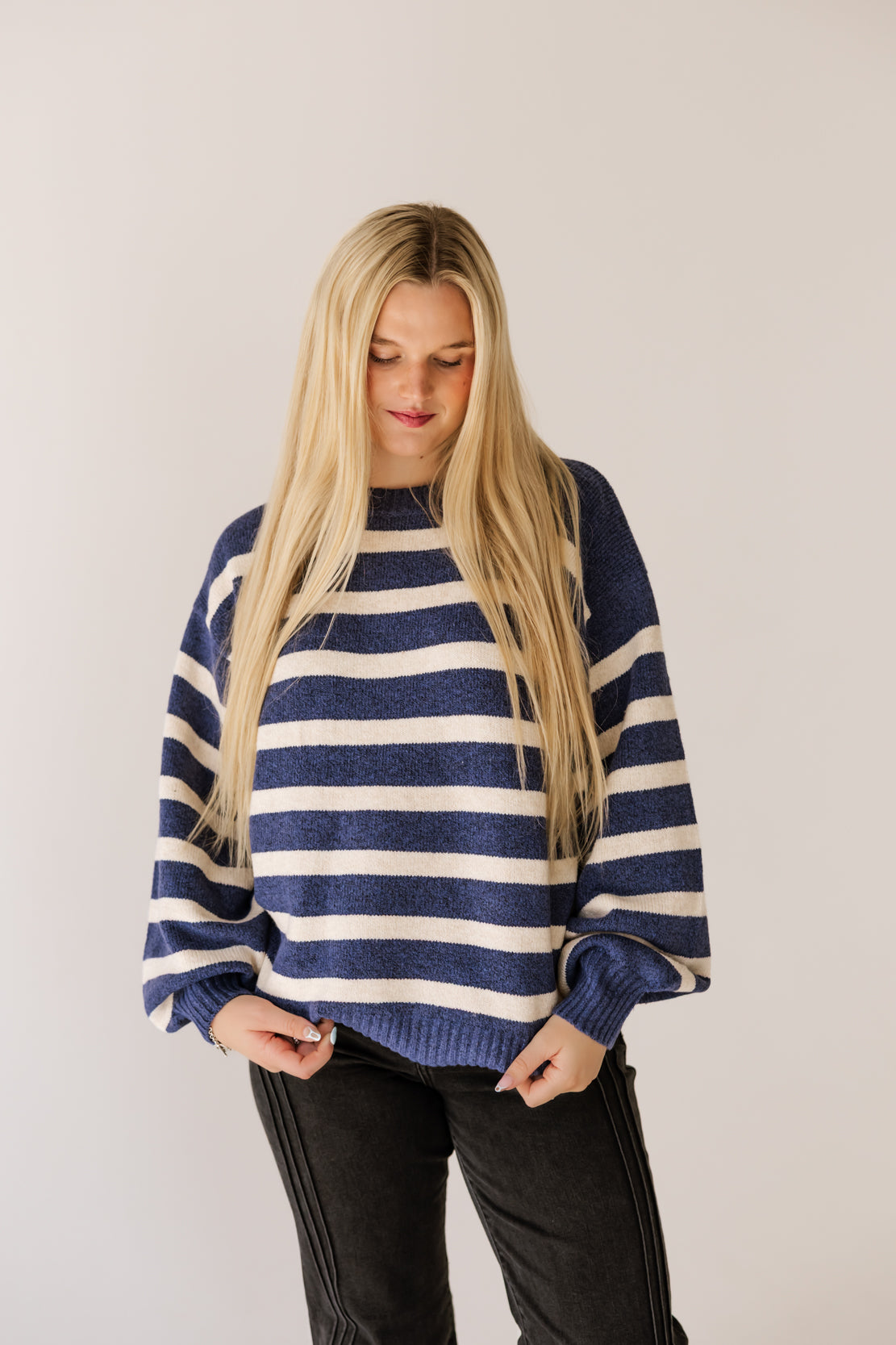 Davis Striped Sweater | Navy Natural
