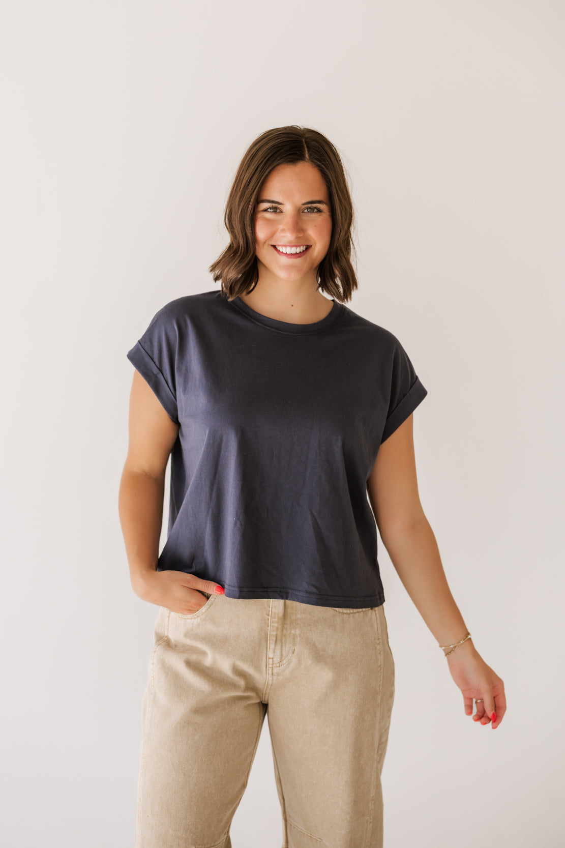 Palmer Cuffed Tee | Indigo Blue