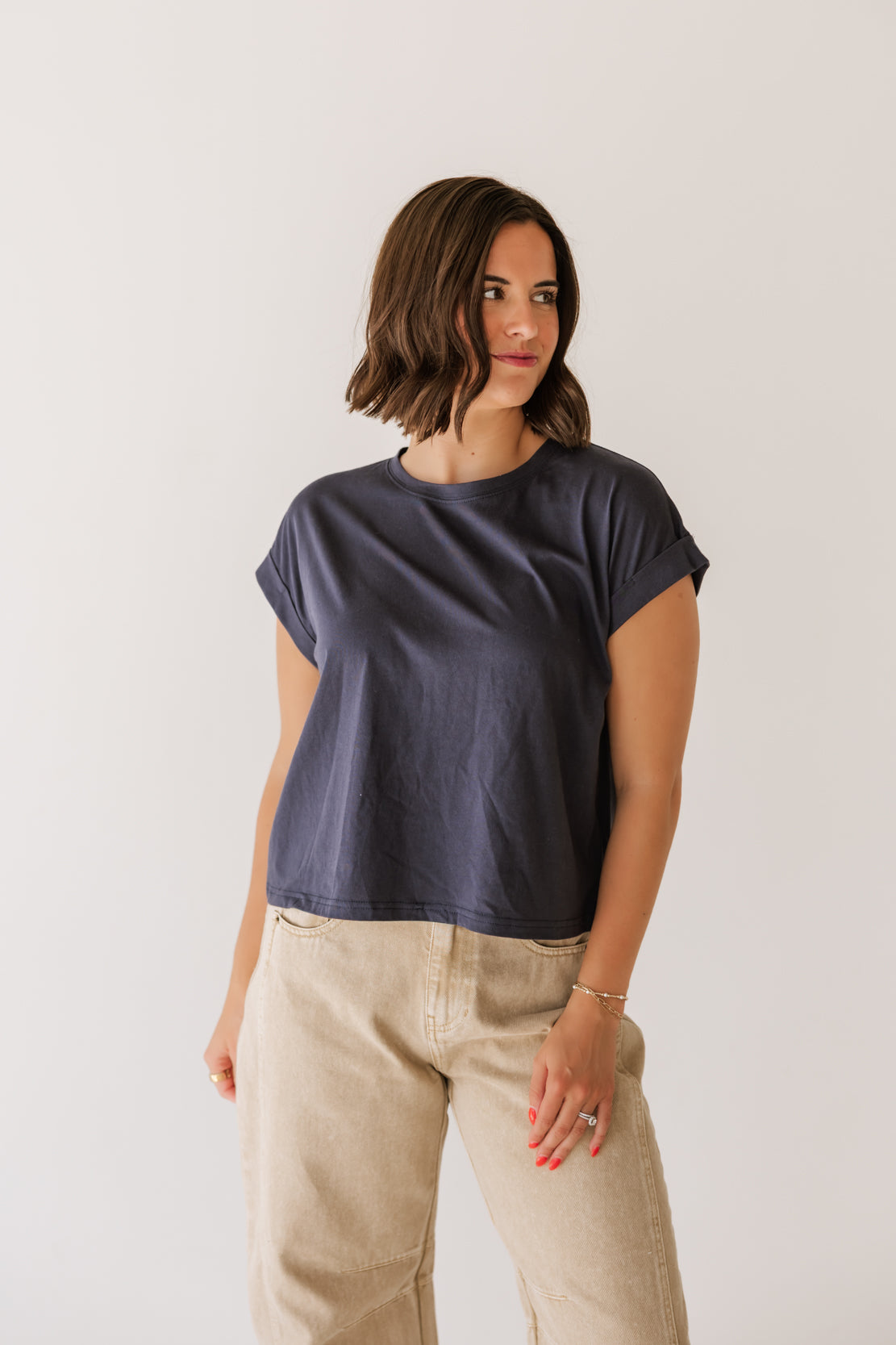 Palmer Cuffed Tee | Indigo Blue
