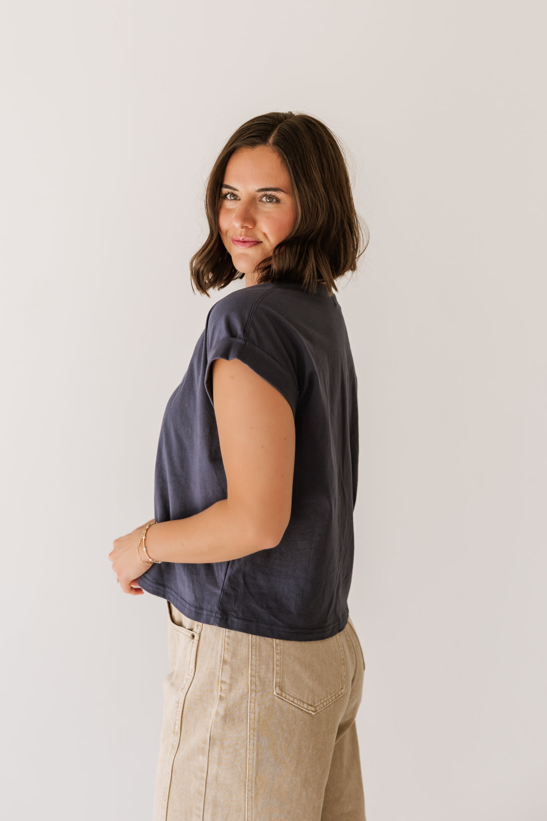 Palmer Cuffed Tee | Indigo Blue