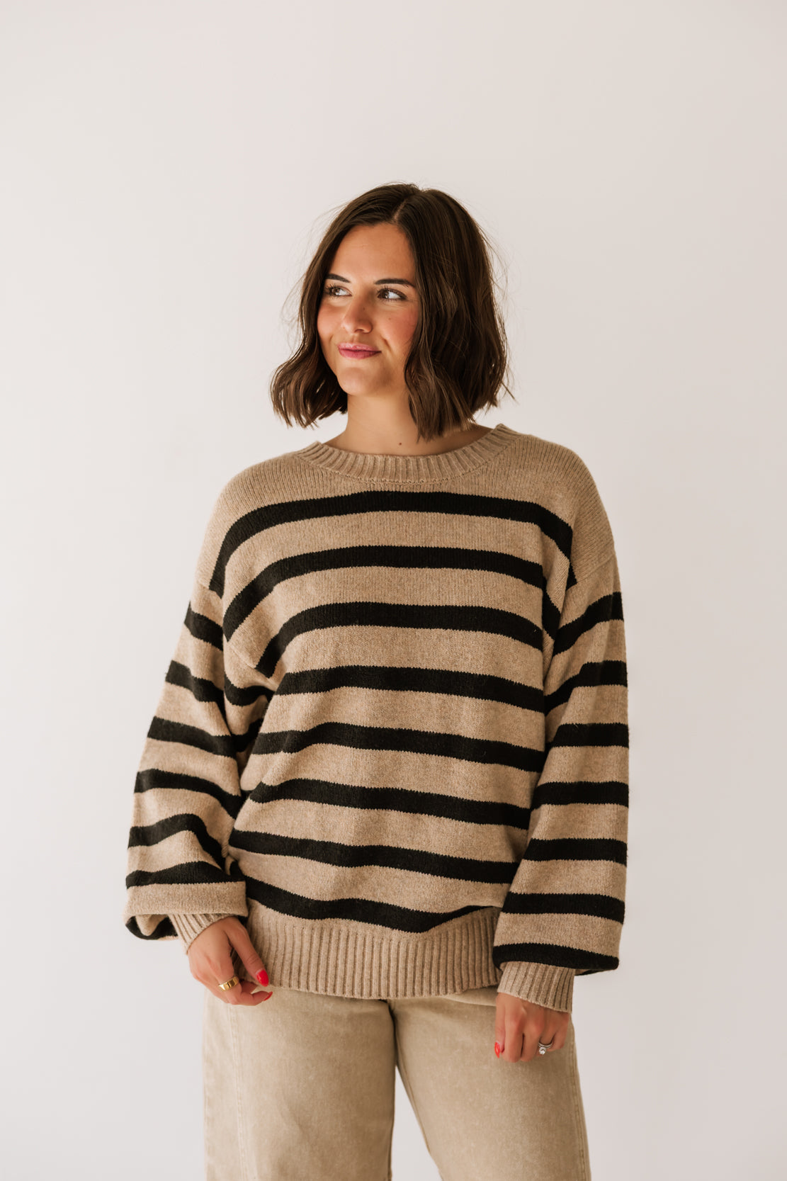 Davis Striped Sweater | Mocha