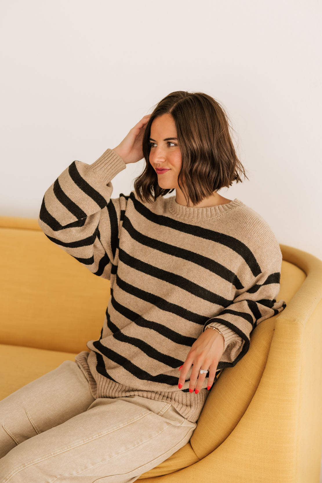 Davis Striped Sweater | Mocha