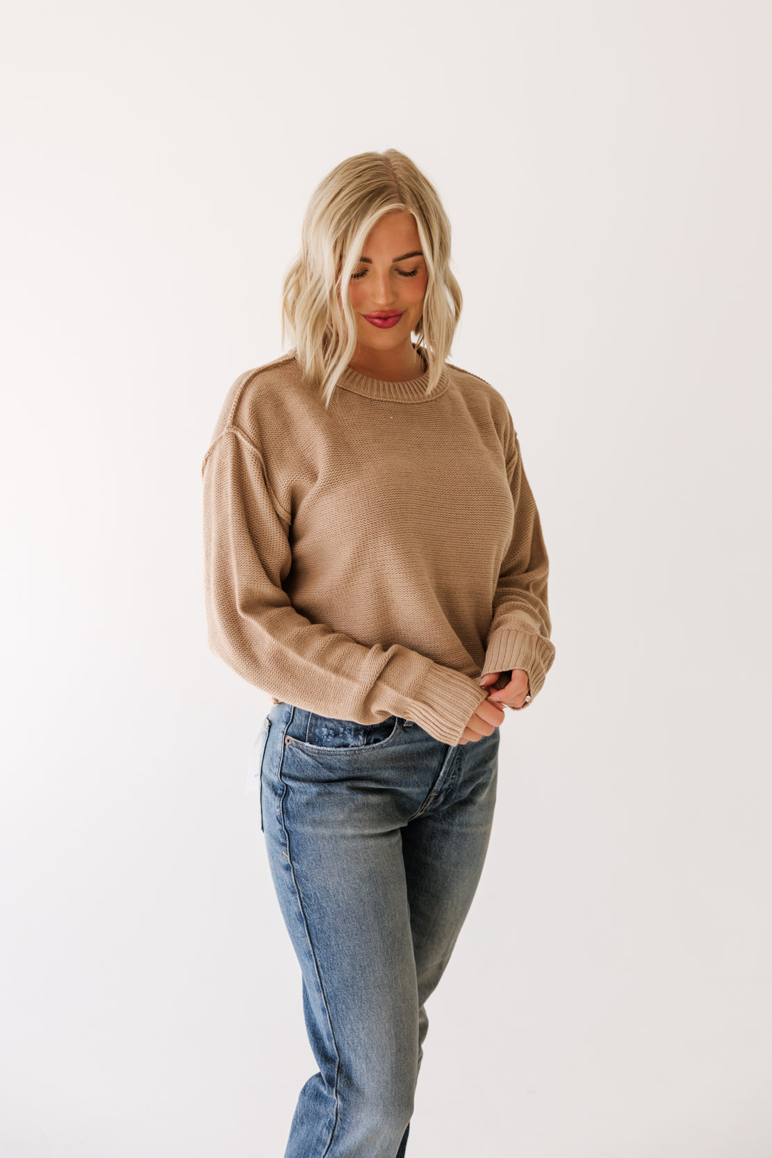 Maria Basic Sweater | Dark Taupe