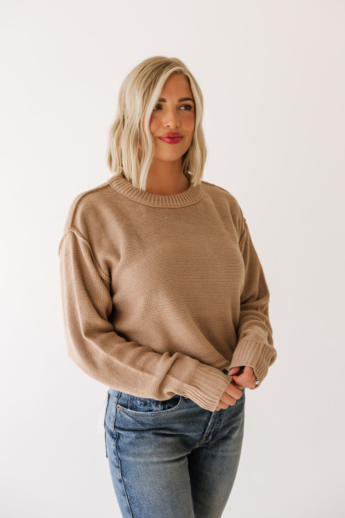 Maria Basic Sweater | Dark Taupe