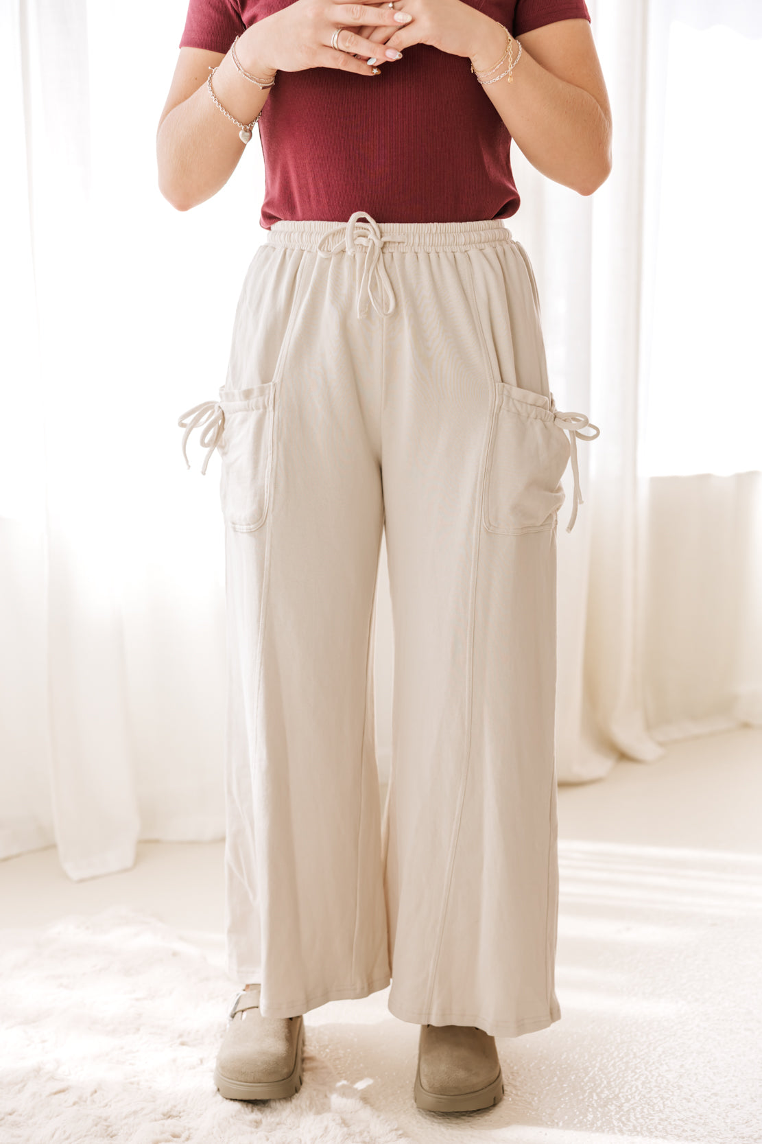 Alana Wide Leg Pant | Ecru