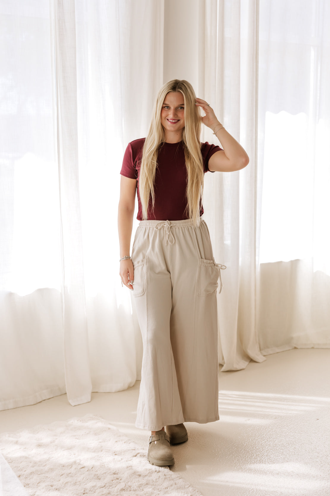 Alana Wide Leg Pant | Ecru