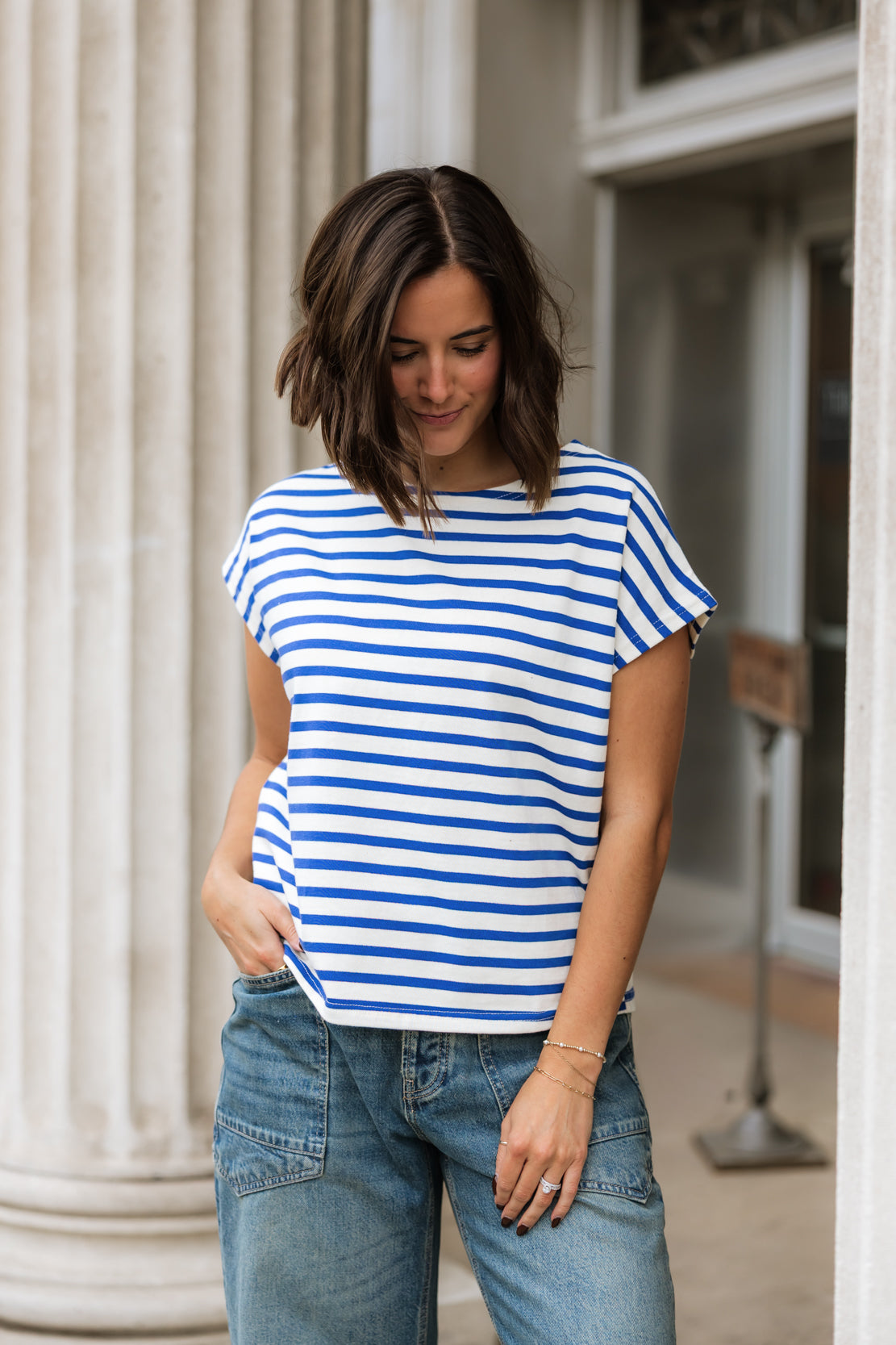 Paisley Striped T-Shirt | Navy Multi