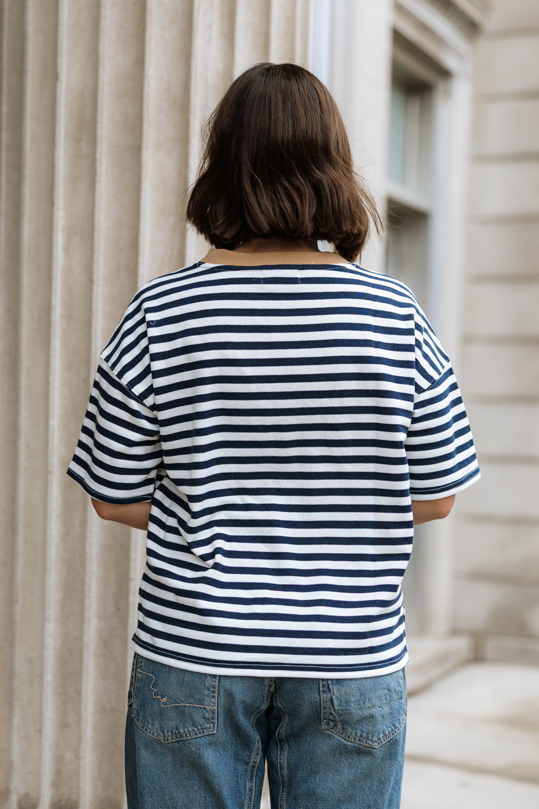 Kiana Striped Boxy Tee | Blue