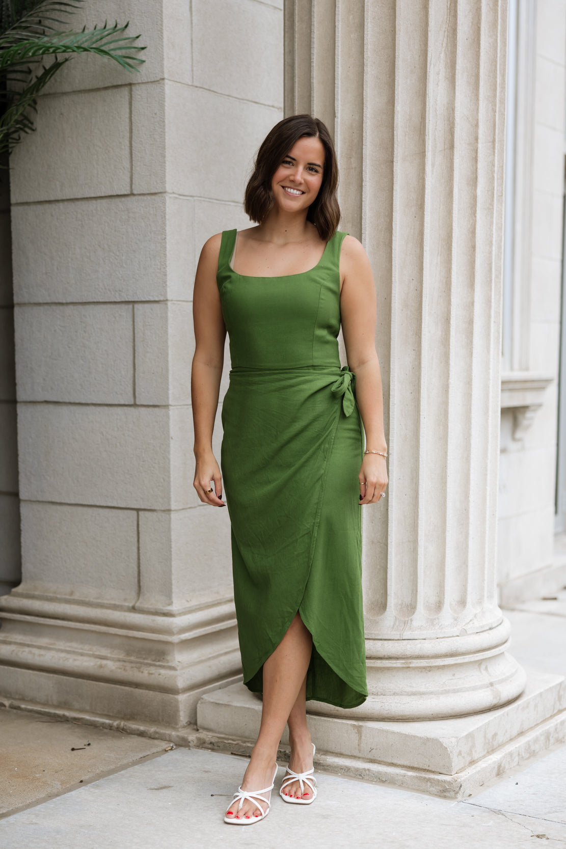 Heather Wrap Midi Dress | Ibiza Green