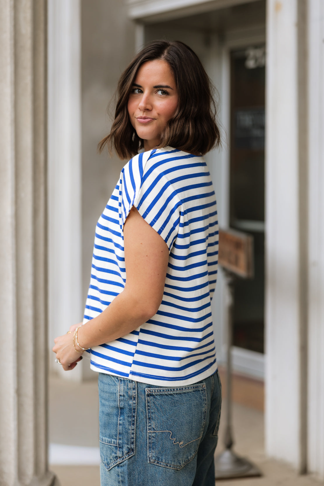 Paisley Striped T-Shirt | Navy Multi
