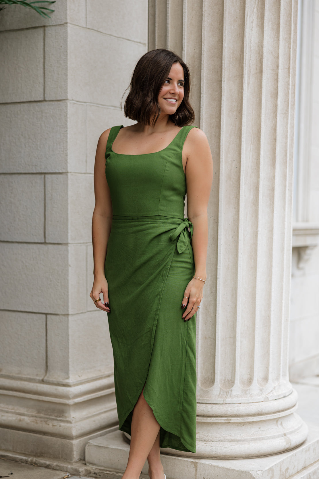 Heather Wrap Midi Dress | Ibiza Green