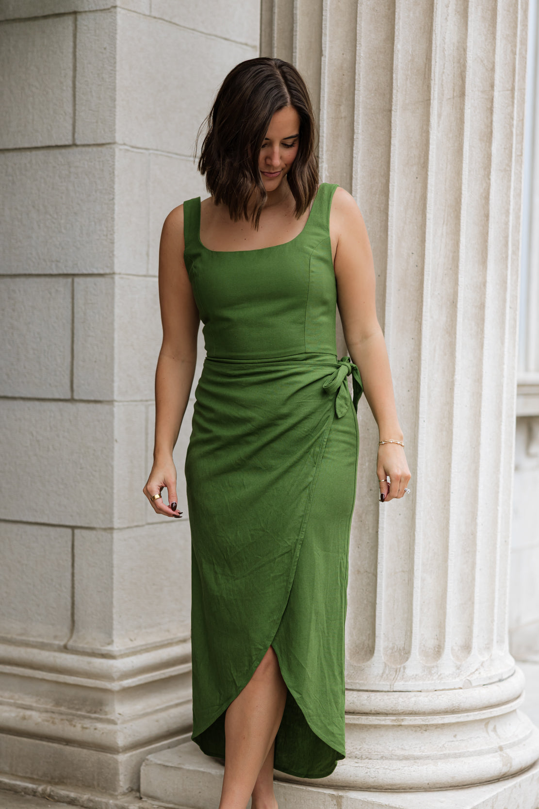 Heather Wrap Midi Dress | Ibiza Green