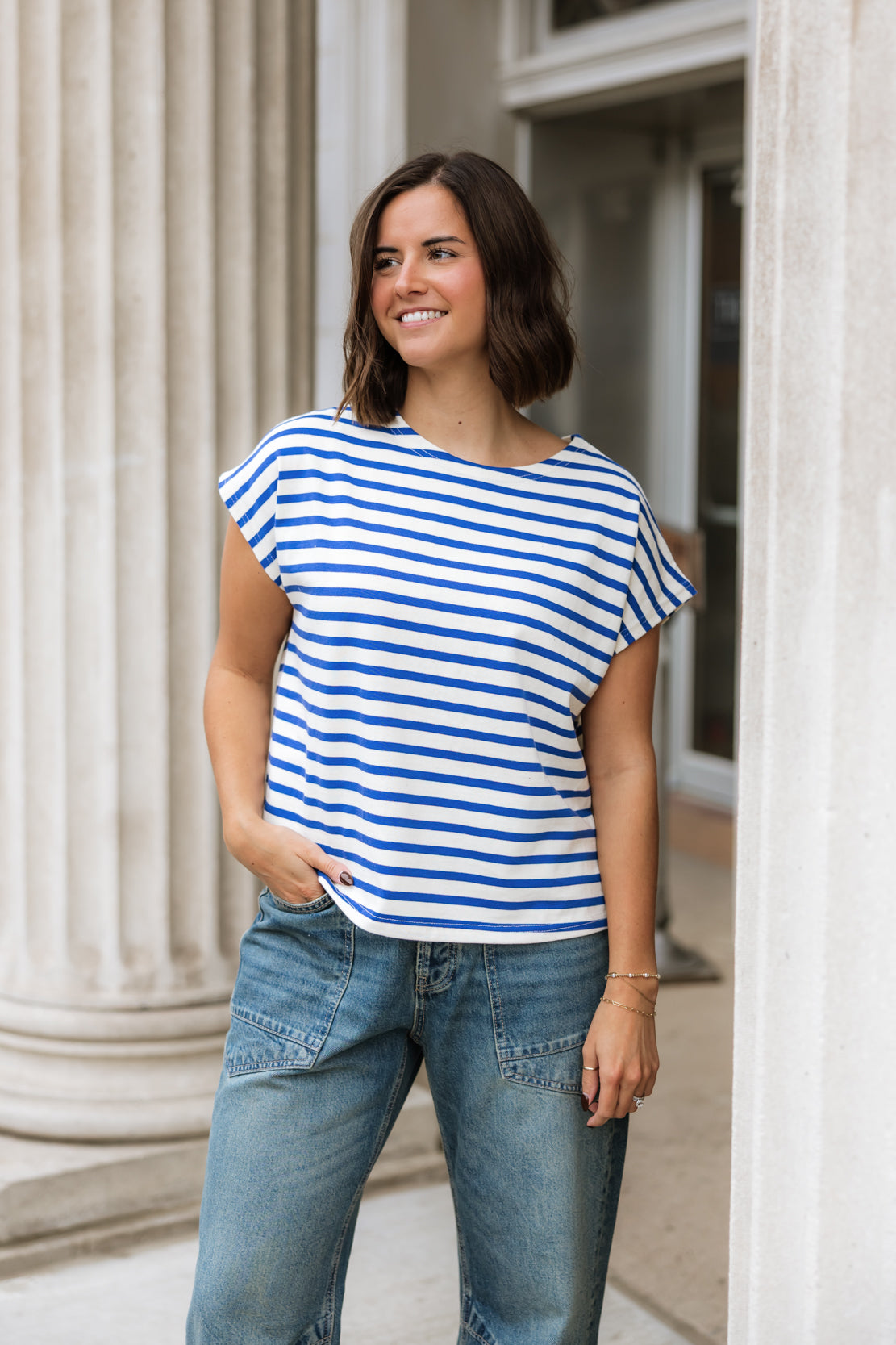 Paisley Striped T-Shirt | Navy Multi