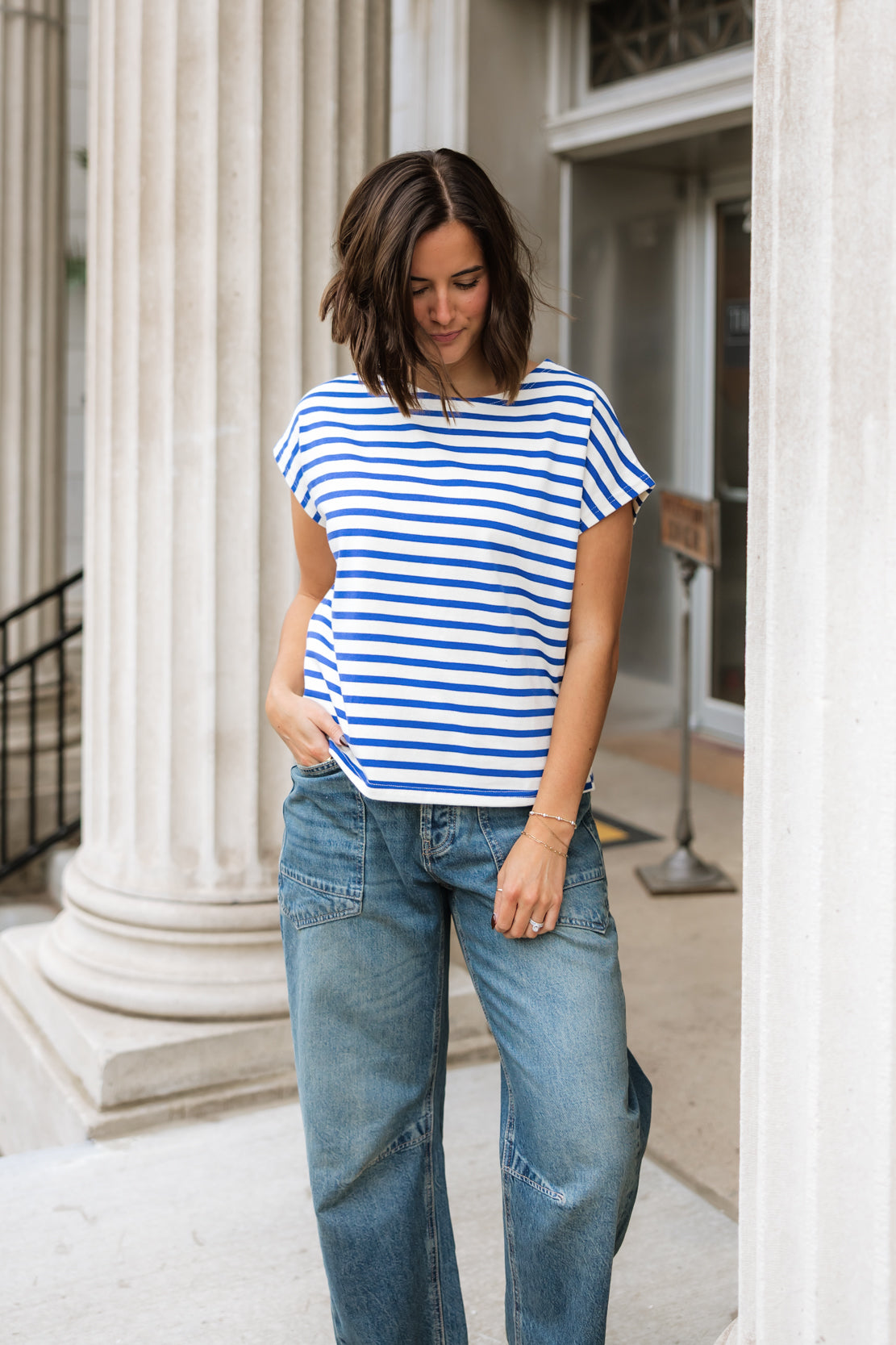 Paisley Striped T-Shirt | Navy Multi