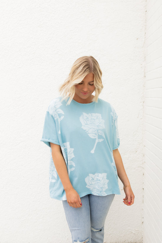 We The Free Painted Floral Tee | Blue Combo