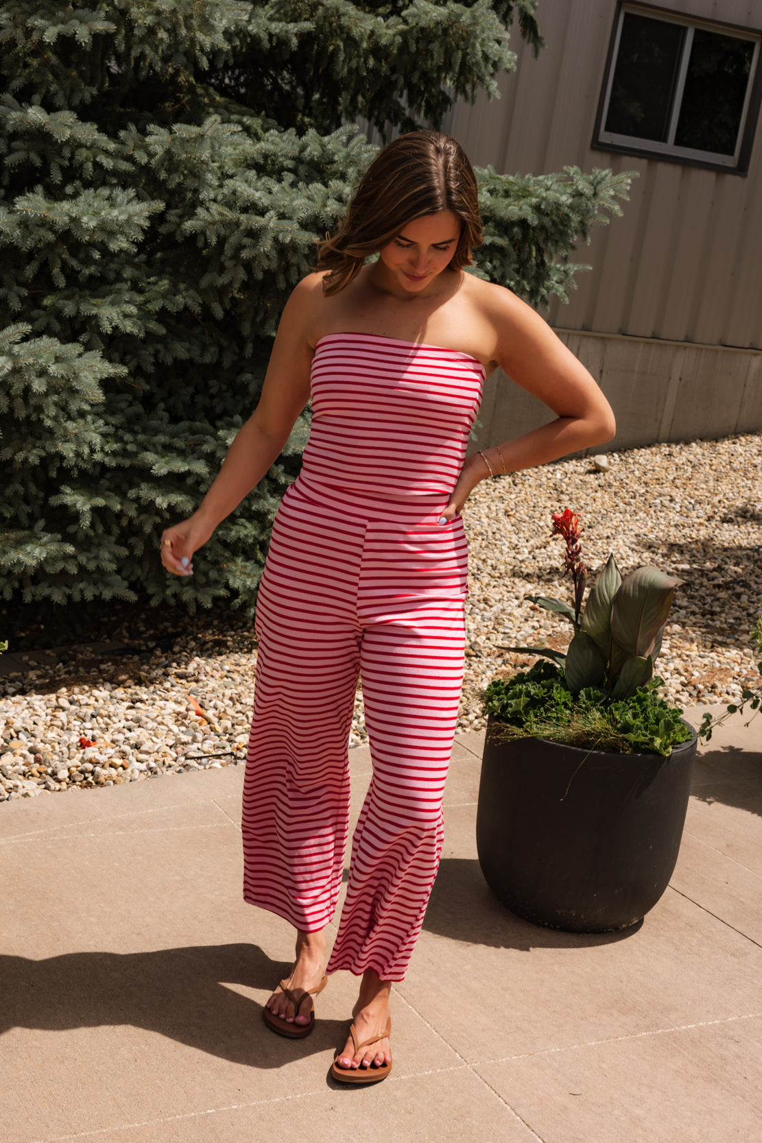 Charlie Tube Top & Pant Set | Pink/Cherry