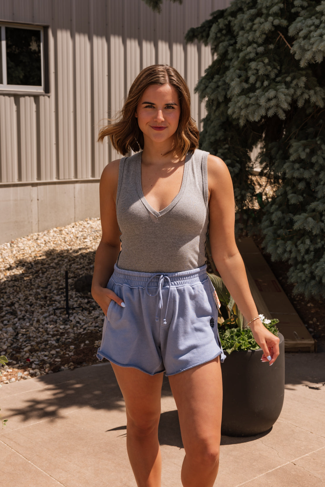 We The Free Neria V-Neck Tank Top | Heather Grey