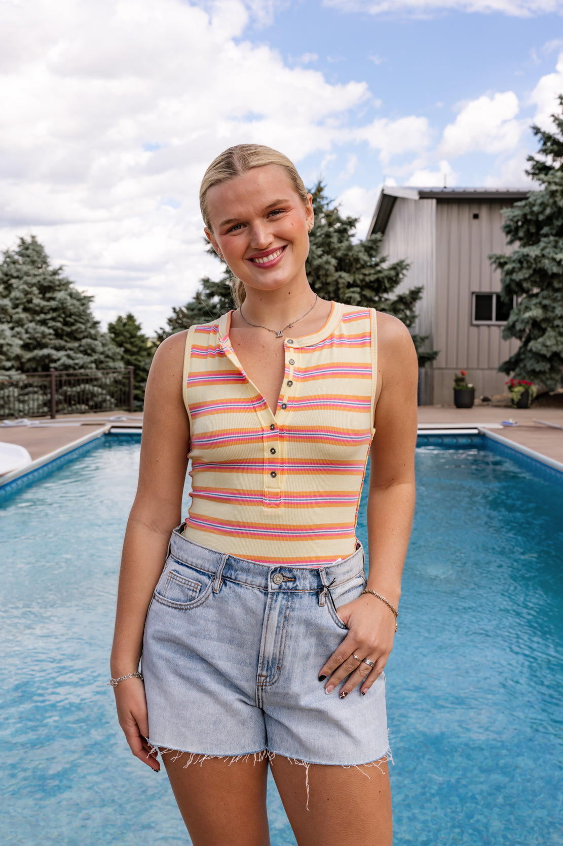 Jamie Henley Striped Tank Top | Butter Yellow Combo
