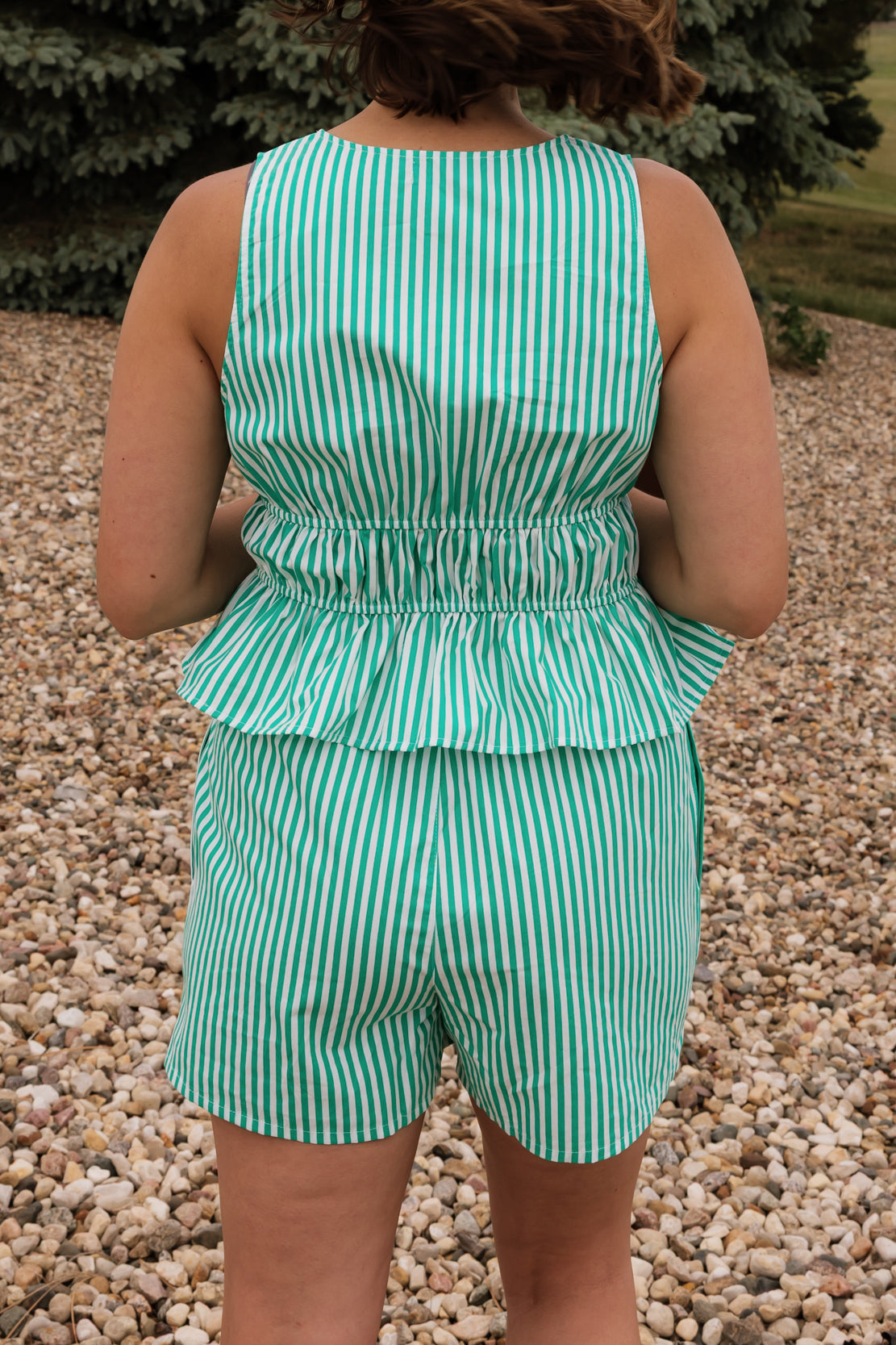 Finley Striped Woven Short Set | Green