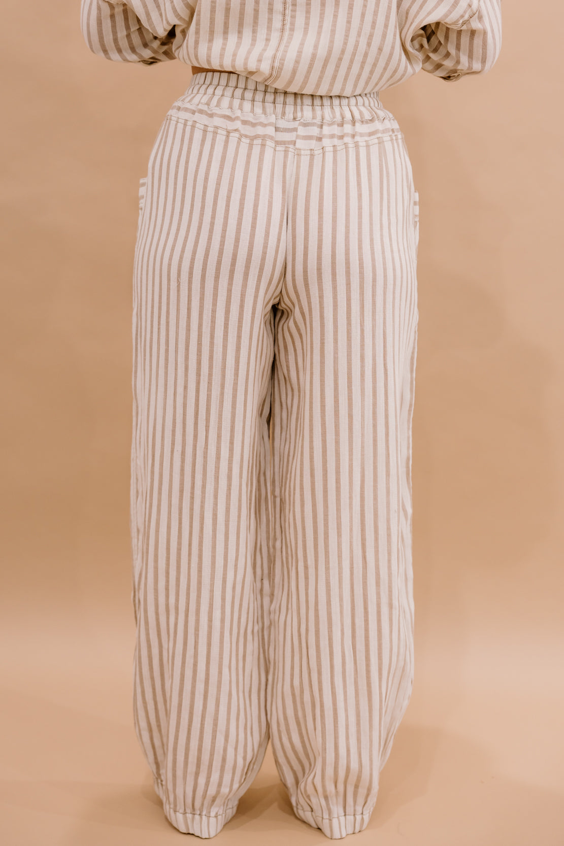 Molly Striped Linen Pants | Taupe/Natural