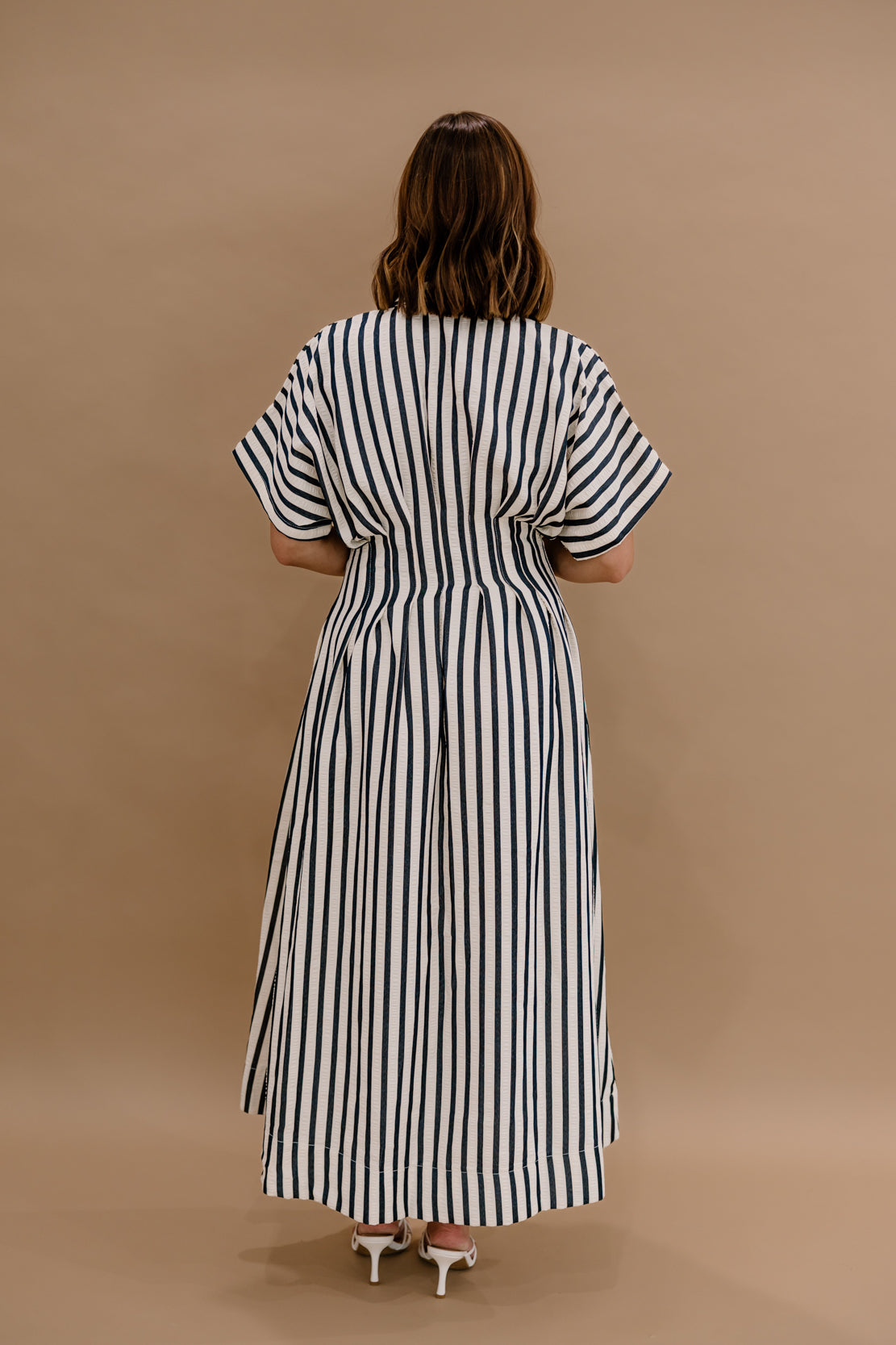 Portofina Striped Midi Dress | Navy Cream