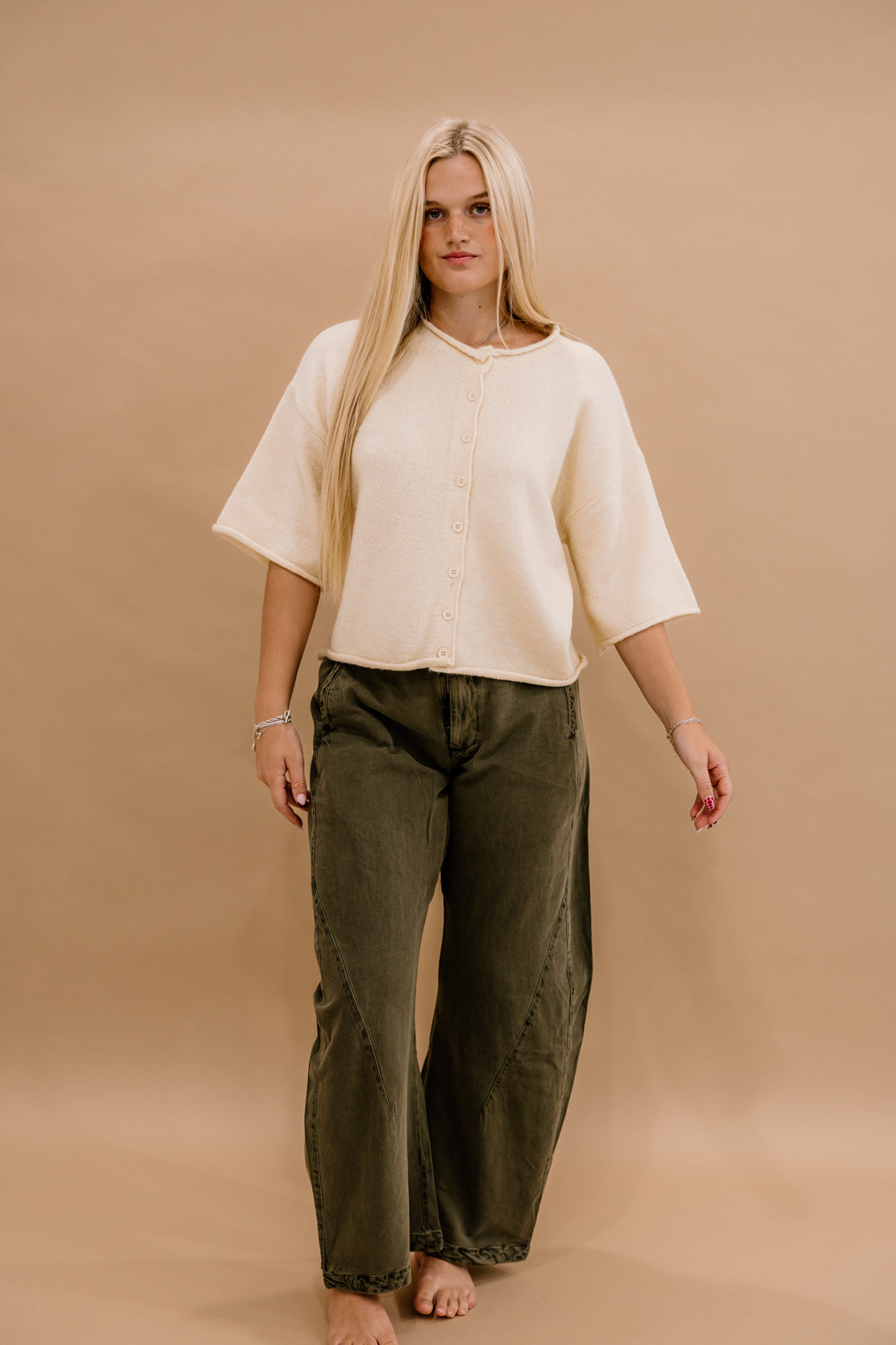 Spotlight Washed Barrel Chino Trousers | Dusty Olive