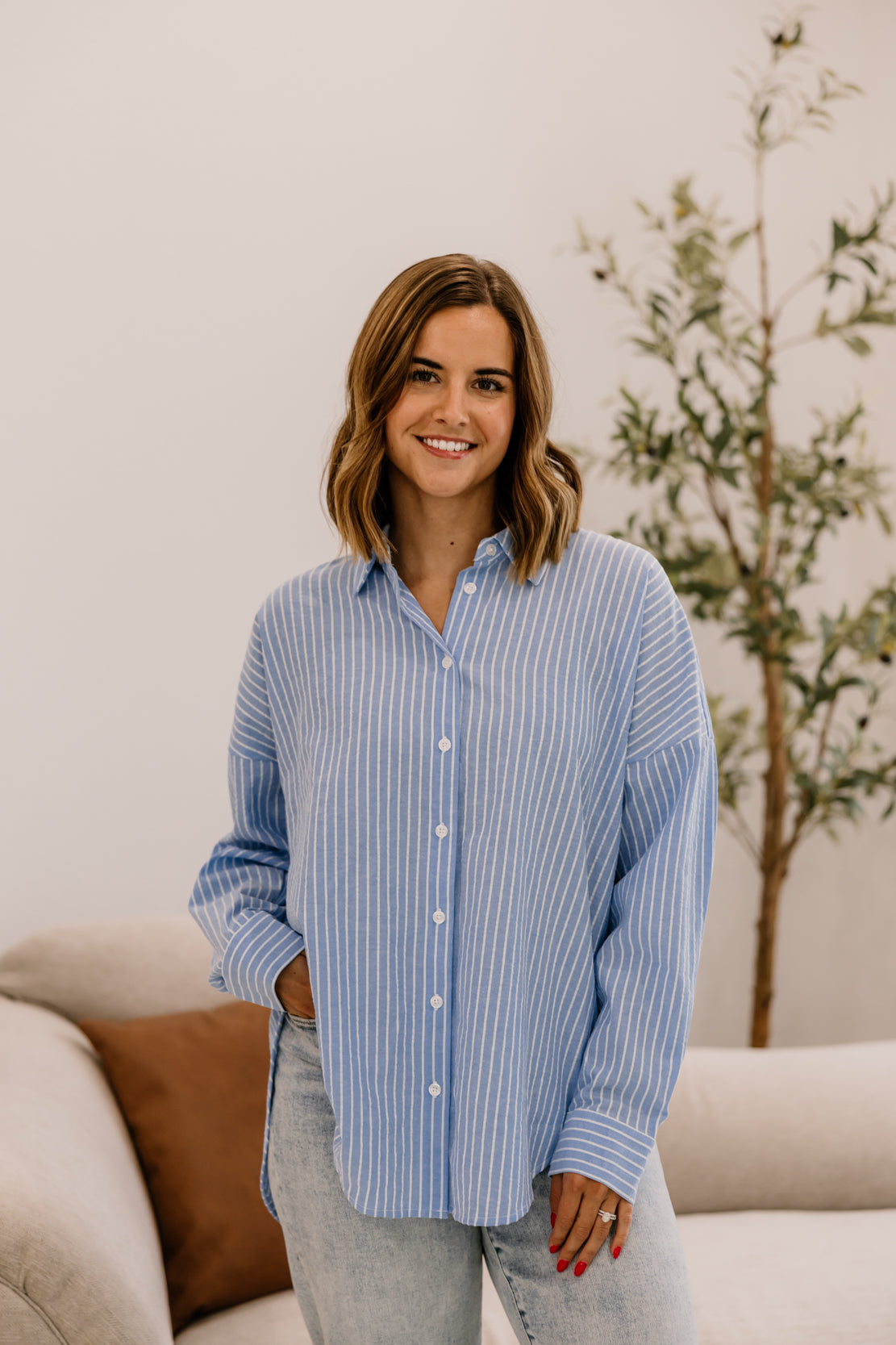Hidden Cove Striped Shirt | Denim Blue