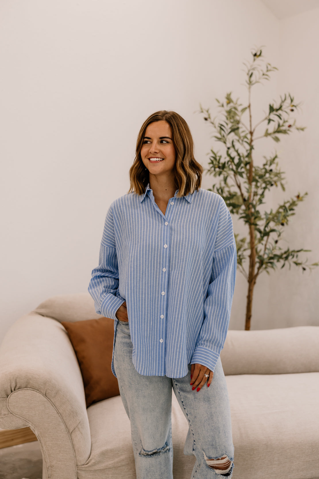 Hidden Cove Striped Shirt | Denim Blue