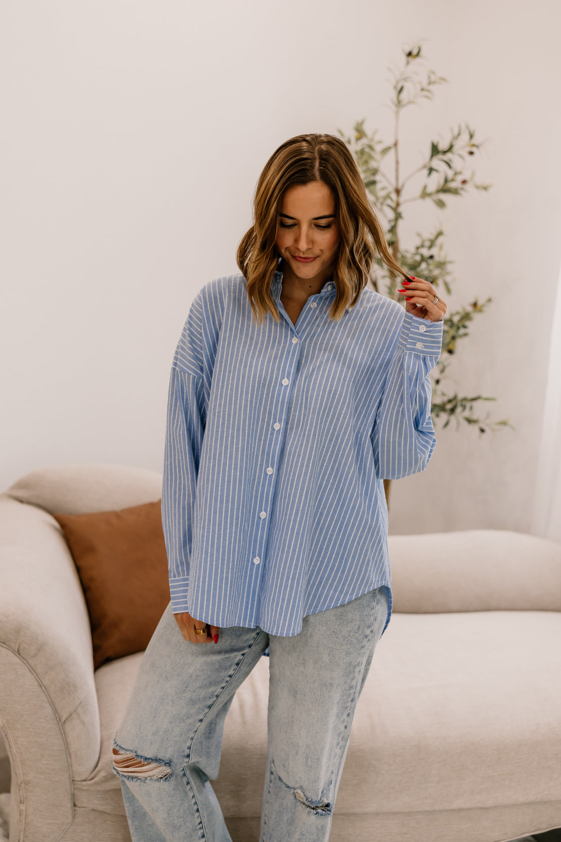 Hidden Cove Striped Shirt | Denim Blue