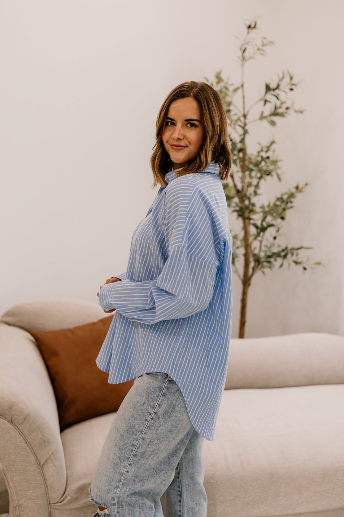 Hidden Cove Striped Shirt | Denim Blue