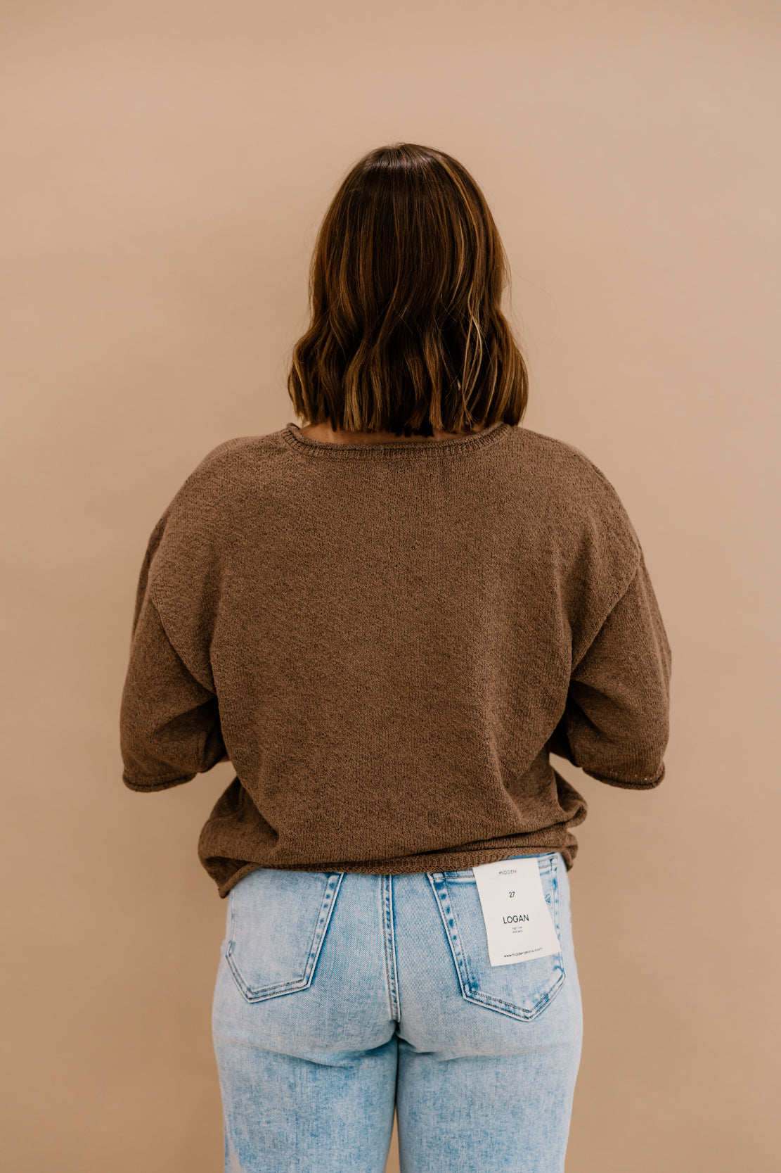 Kendra Boxy Short Sleeve Sweater | Mocha