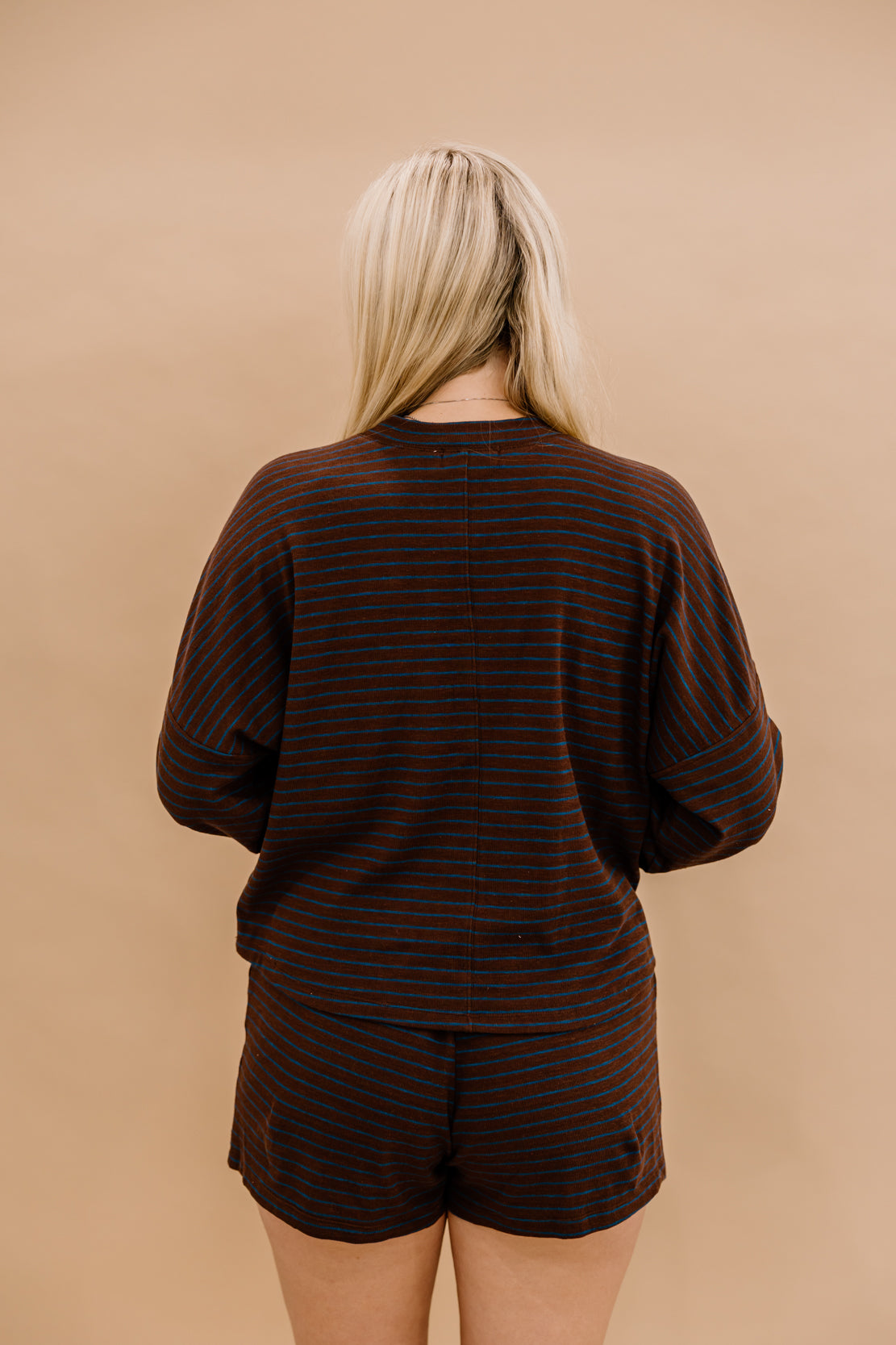 Midweek Striped Short Set | Dark Brown