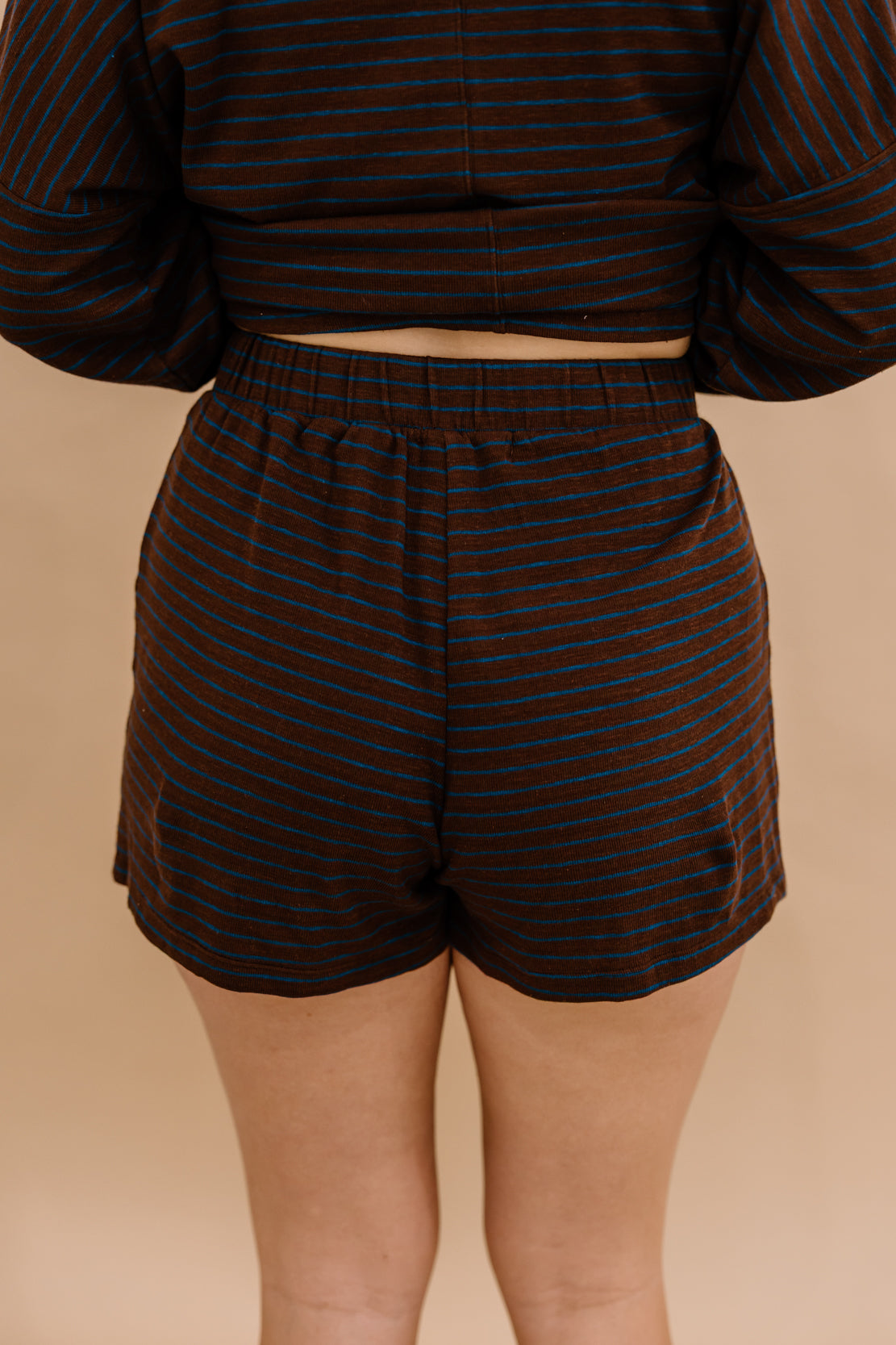 Midweek Striped Short Set | Dark Brown
