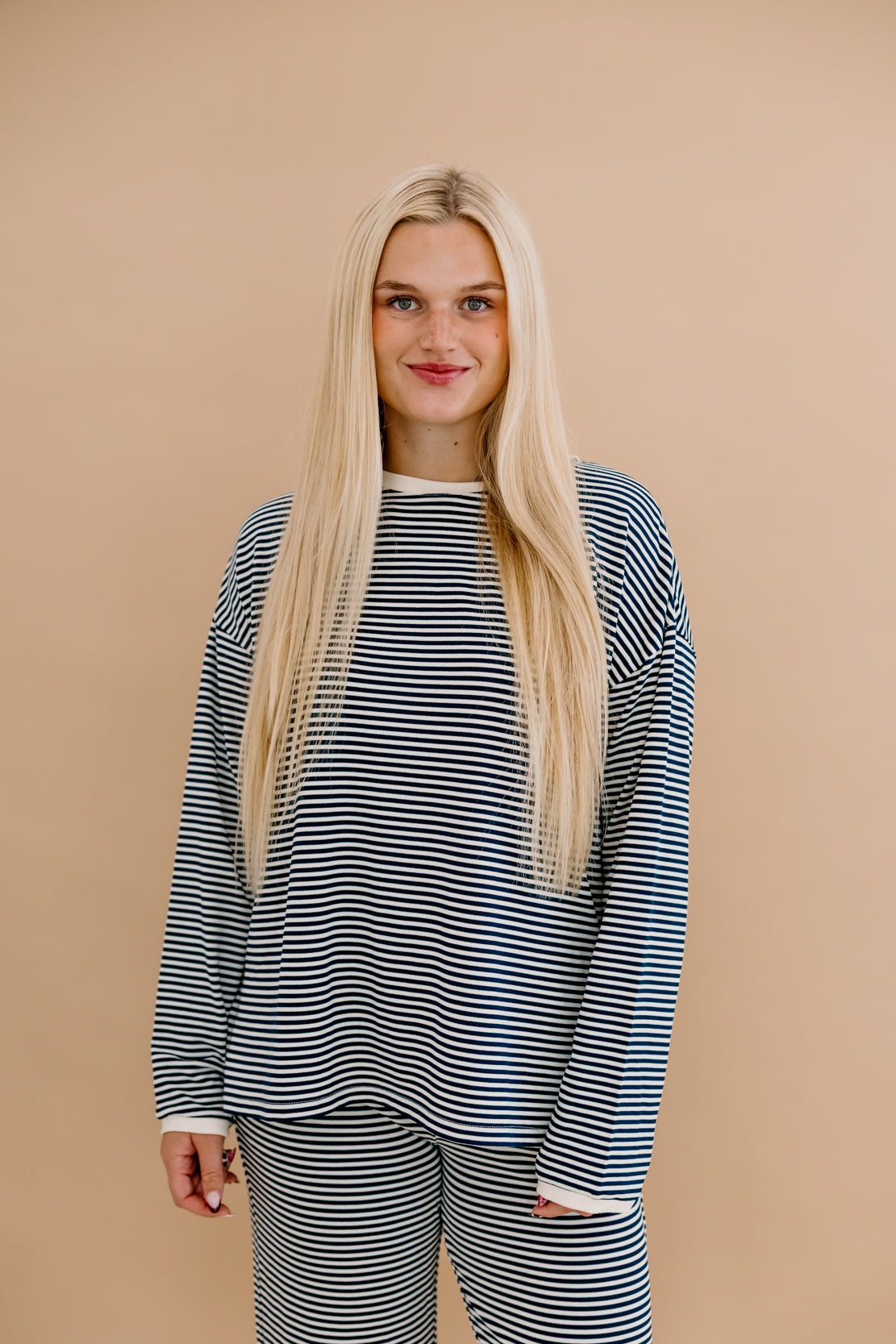 Kendall Striped Pant Set | Navy/Cream