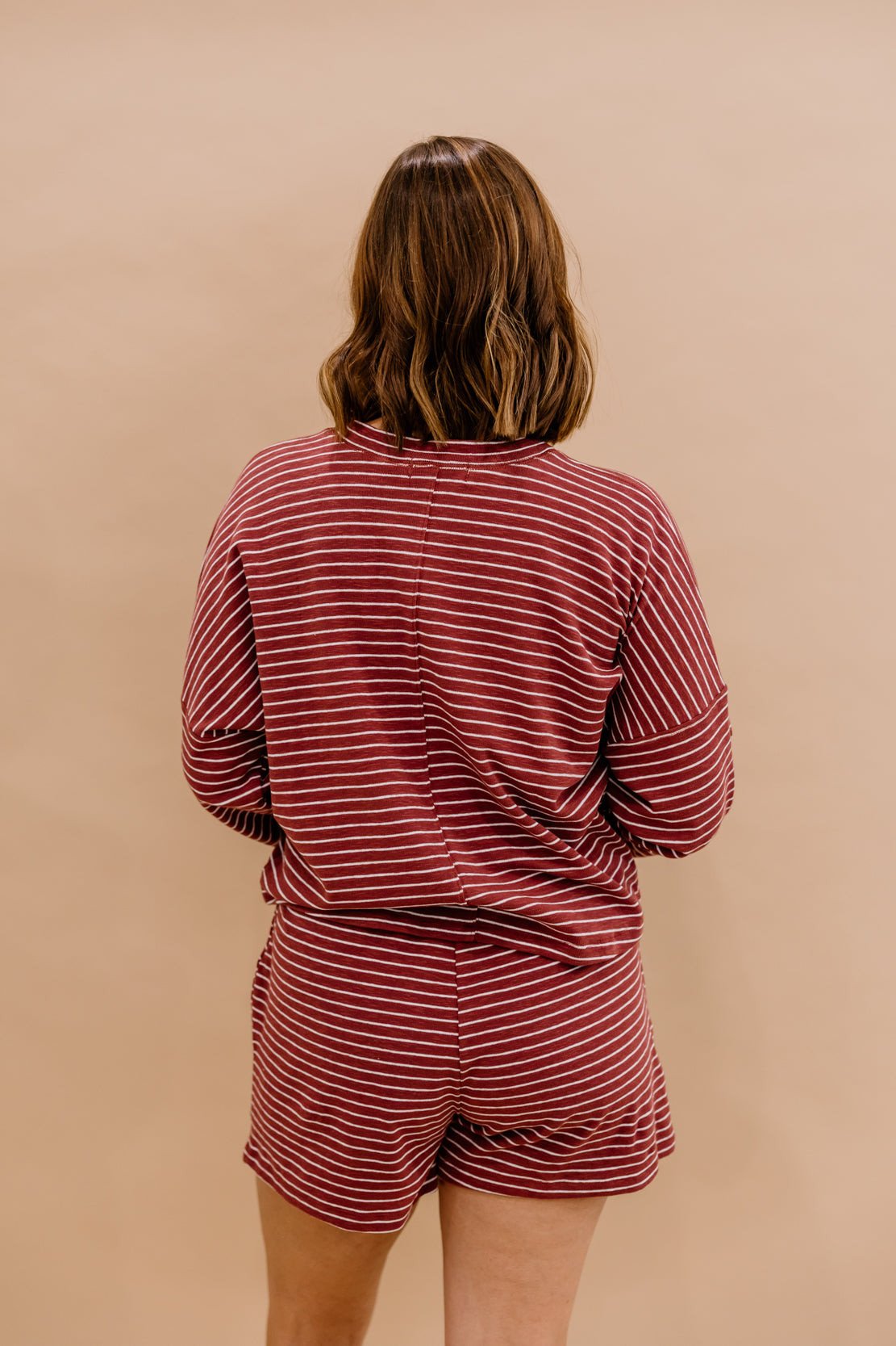 Midweek Striped Short Set | Brick Rose