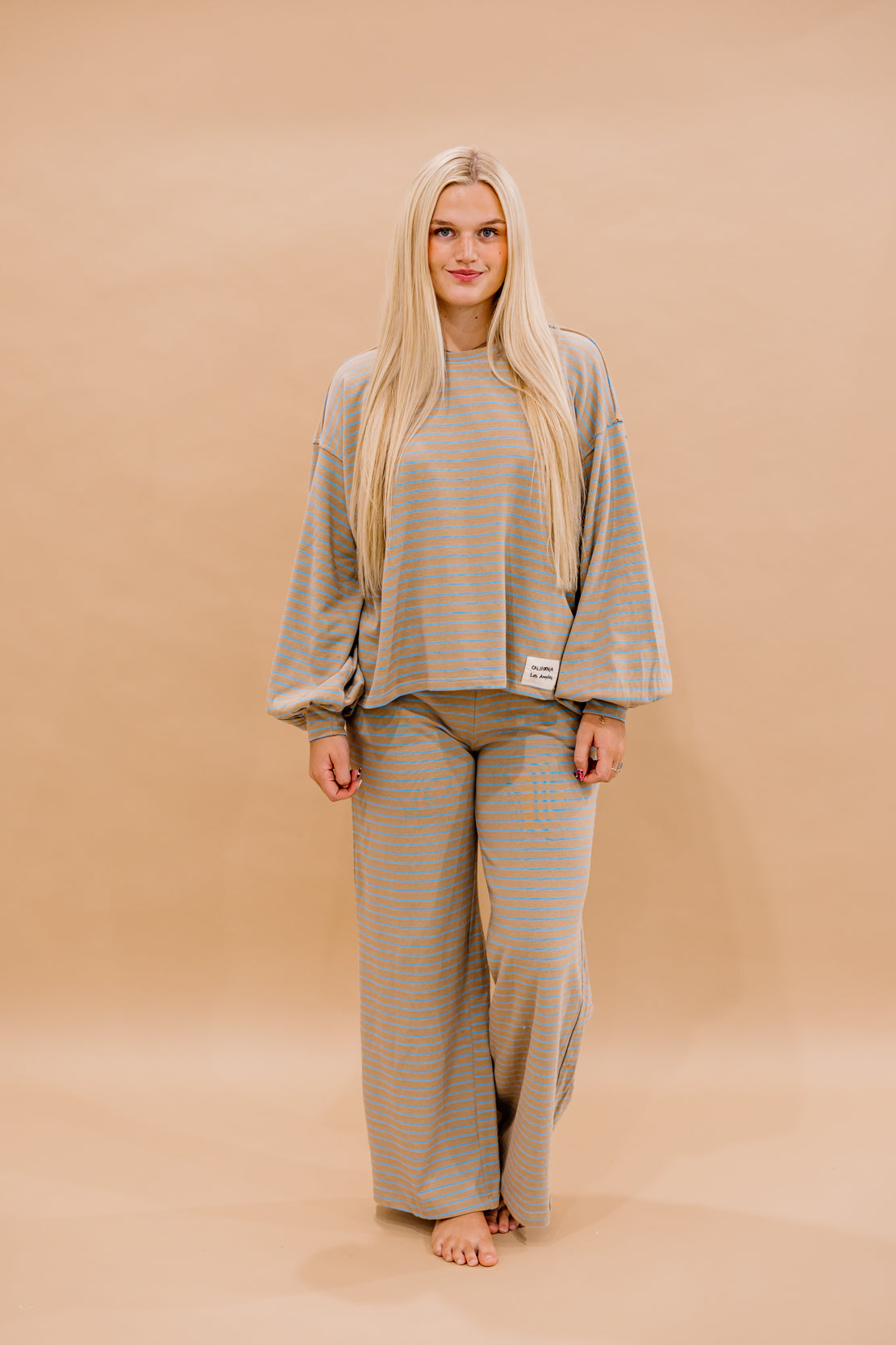 Parker Striped Long Sleeve | Taupe Sky