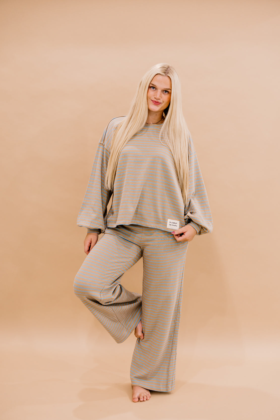 Parker Striped Long Sleeve | Taupe Sky