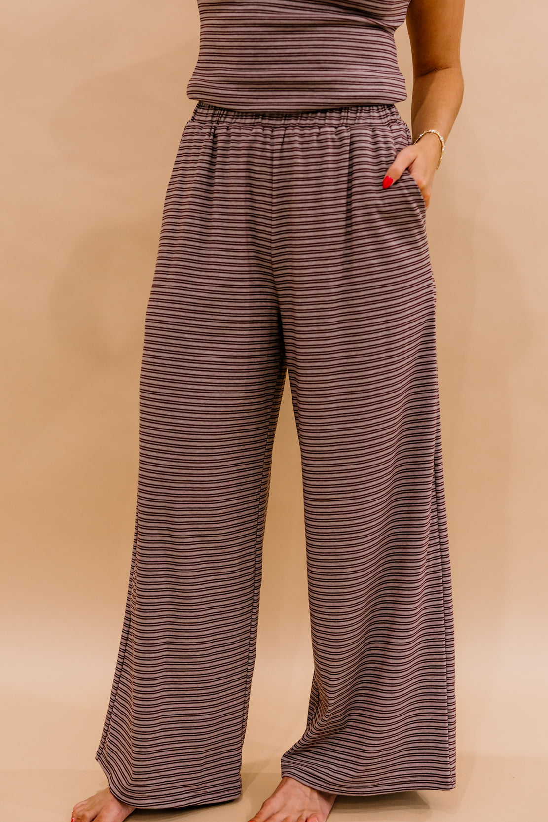 Frankie Striped Pant Set | Brown