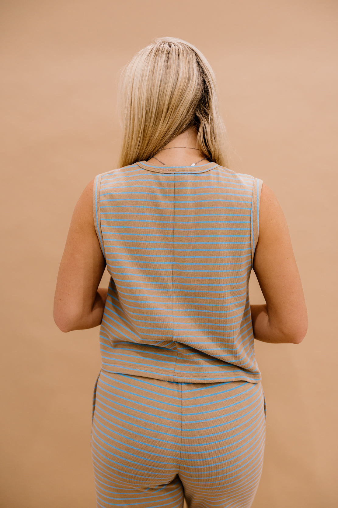 Parker Striped Tank Top | Taupe Sky