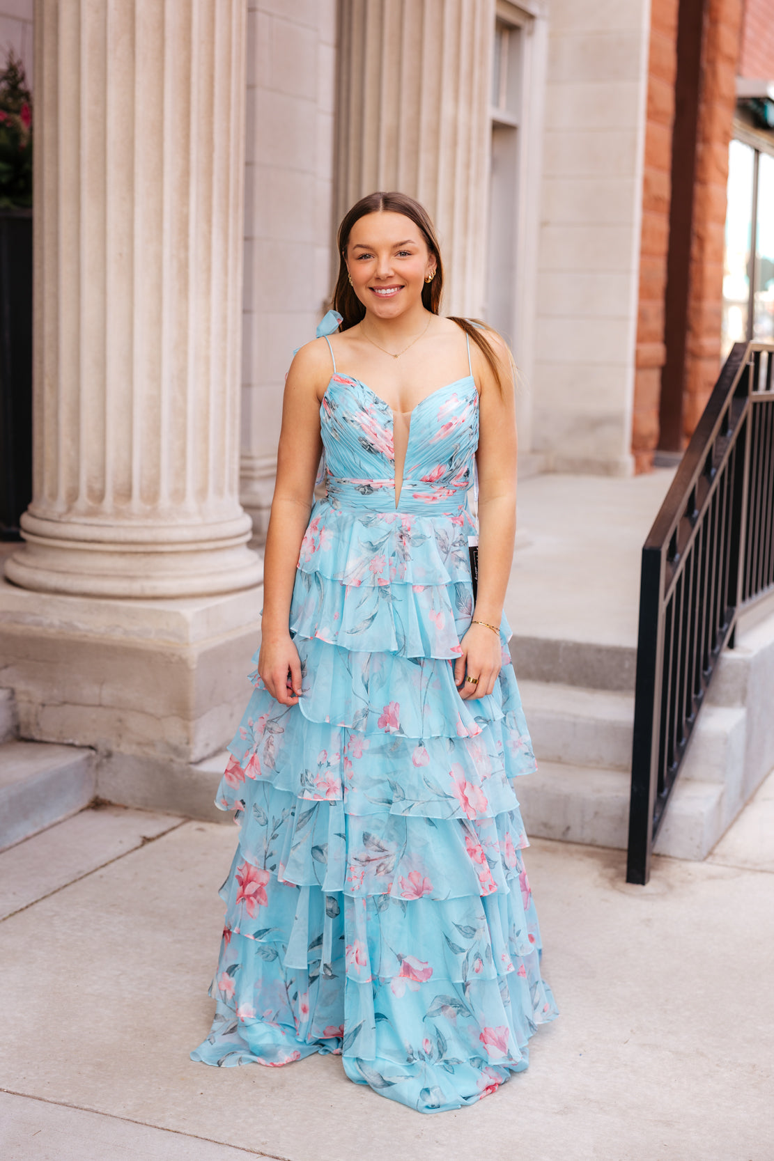 Prom Dress 70953 | Blue Pink Print The Vault Clothing Co. Prom Dress 70953 | Blue Pink Print The Vault Clothing Co.