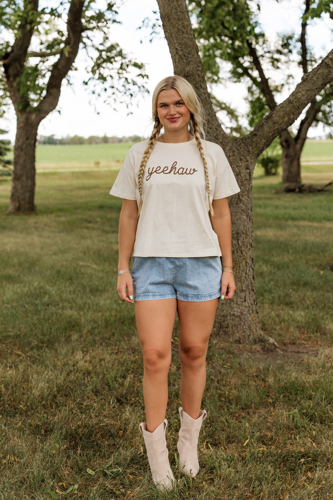 Yeehaw Graphic Tee | Ecru/Brown